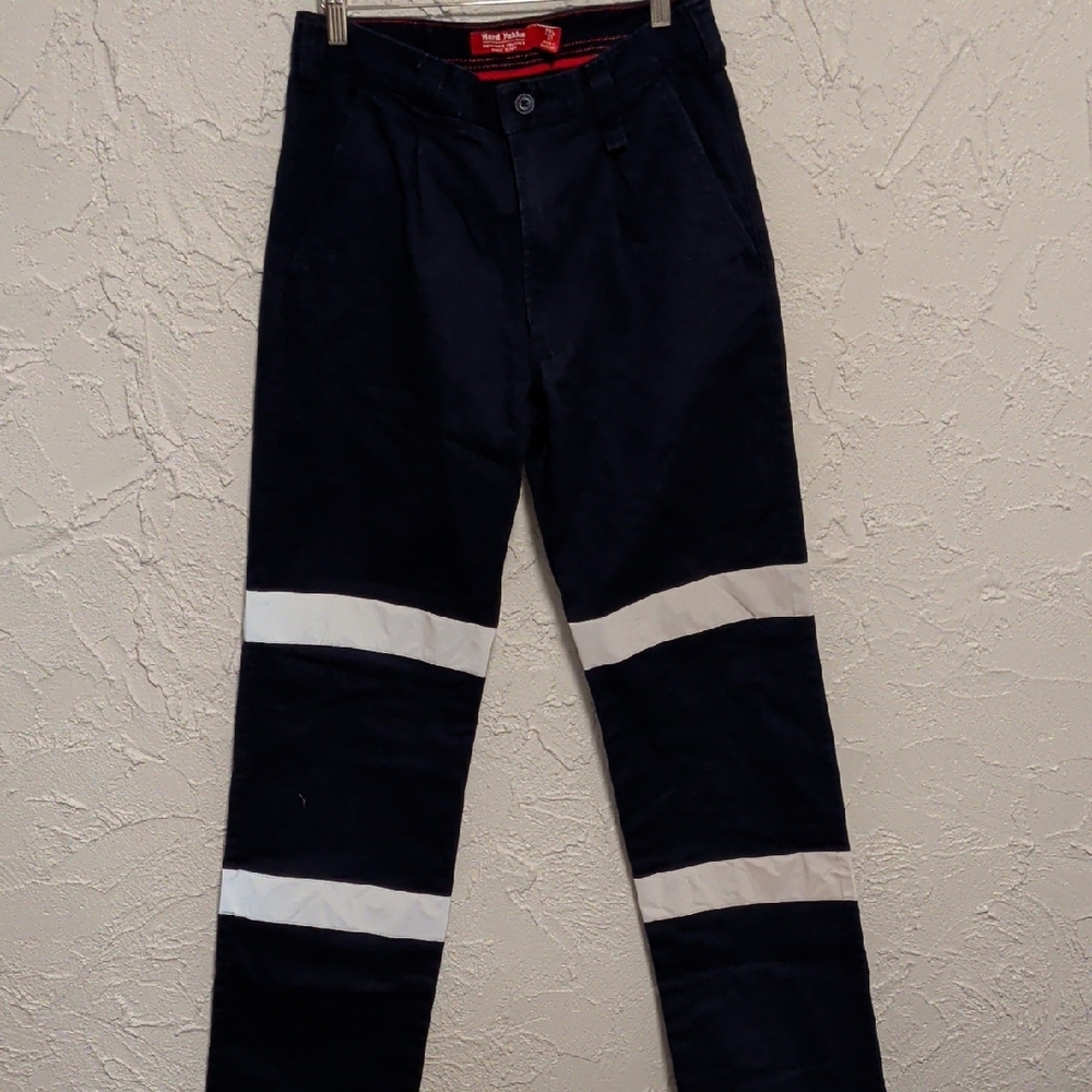 Hard Yakka Navy Cargo Pants with White Accents